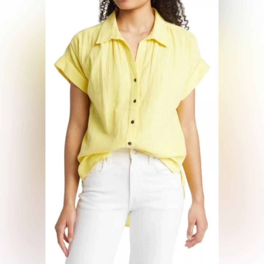 Caslon(r) Cotton Camp Shirt  Oversized